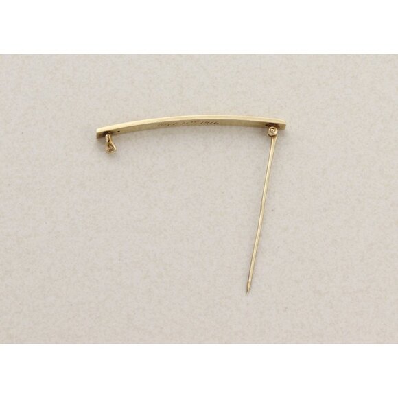 14k Yellow Gold Antique Art Deco Bar Pin Pretty Etched Flower Pattern 2" x 3/16" - Picture 9 of 11